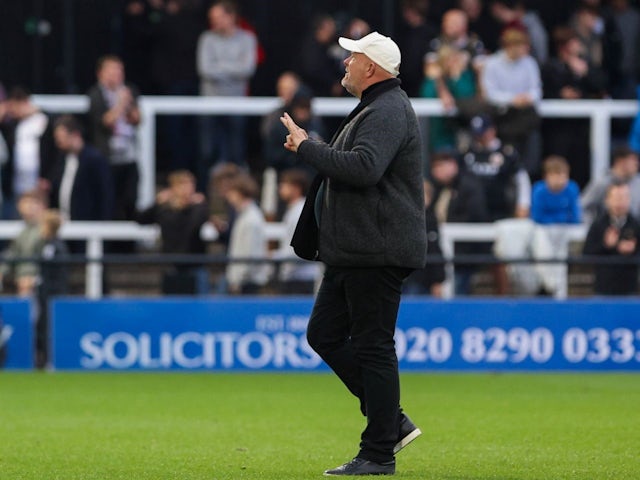 Manager of Bromley Andy Woodman during his side's match against Barrow, on October 26, 2024