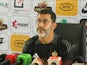 Coach Nasser Al-Hadiri, Libya during a press conference,