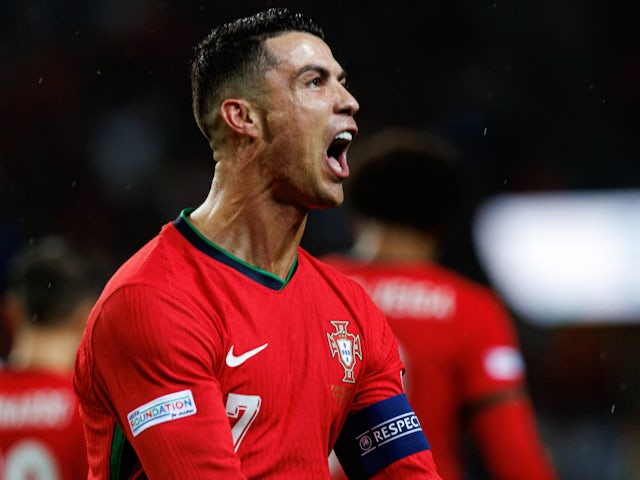 Cristiano Ronaldo celebrates scoring for Portugal on November 15, 2024