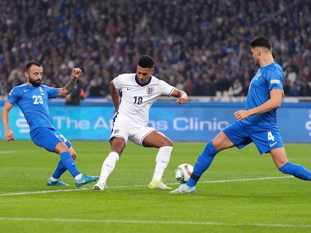 England's Ollie Watkins in action against Greece on November 14, 2024