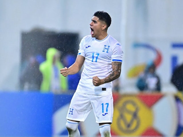  Luis Palma celebrates scoring a goal for Honduras on November 14, 2024