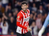 PSV Eindhoven's Ricardo Pepi celebrates scoring on October 26, 2024