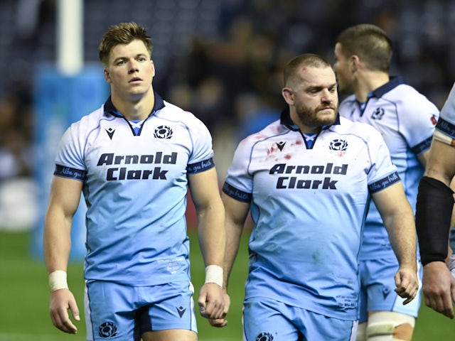 Sione Tuipulotu and Jack Dempsey of Scotland on November 10, 2024