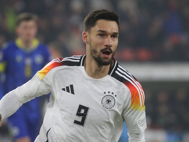 Germany's Tim Kleindienst celebrates scoring on November 16, 2024