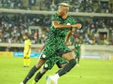 Victor Osimhen celebrates scoring for Nigeria on September 7, 2024