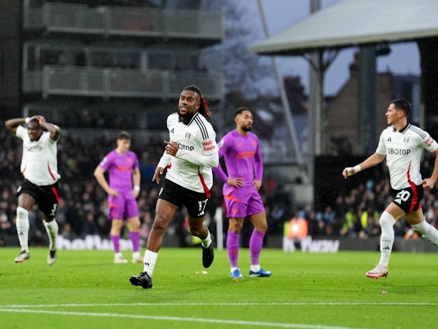 Fulham's Alex Iwobi celebrates after scoring his side's first goal against Wolverhampton Wanderers, on November 23, 2024