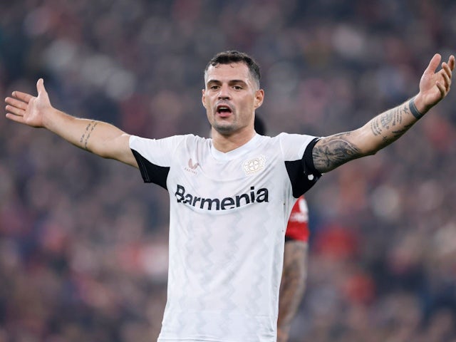 Granit Xhaka du Bayer Leverkusen lors du match d'UEFA Champions League de son équipe contre Liverpool, le 5 novembre 2024