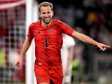 Bayern Munich striker Harry Kane celebrates scoring as part of a hat-trick on November 22, 2024