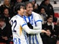 Kaoru Mitoma and Joao Pedro of Brighton & Hove Albion on November 23, 2024