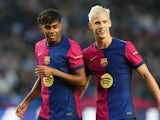 Barcelona's Lamine Yamal with Dani Olmo on November 3, 2024