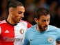 Manchester City's Bernardo Silva and Feyenoord's Sofyan Amrabat pictured on November 21, 2017