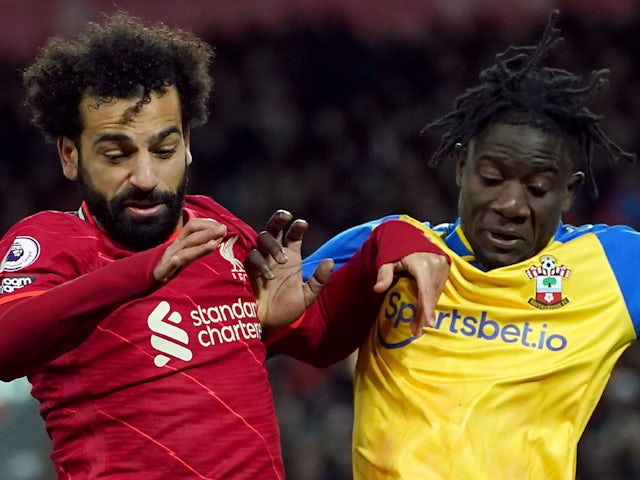 Liverpool's Mohamed Salah and Southampton's Mohammed Salisu on November 27, 2021