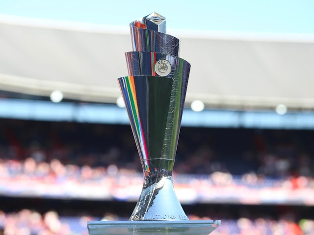 The UEFA Nations League Trophy pictured on June 14, 2023