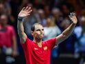 Spain's Rafael Nadal reacts at the Davis Cup on November 19, 2024