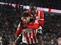 Ricardo Pepi of PSV Eindhoven, Johan Bakayoko of PSV Eindhoven celebrate on November 23, 2024