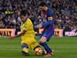 Lionel Messi of Barcelona and Mauricio Lemos of Las Palmas on January 14, 2017