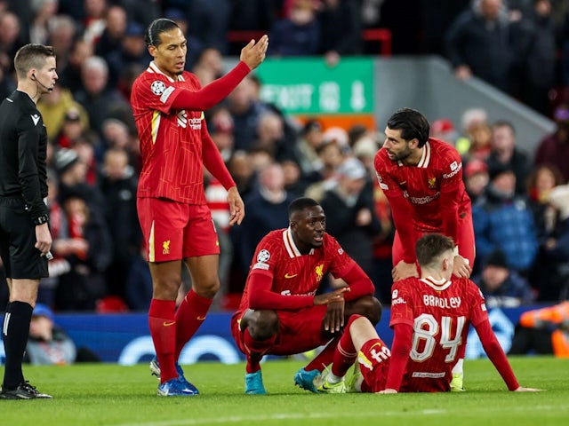 Conor Bradley of Liverpool during his side's UEFA Champions League match against Real Madrid, on November 27, 2024