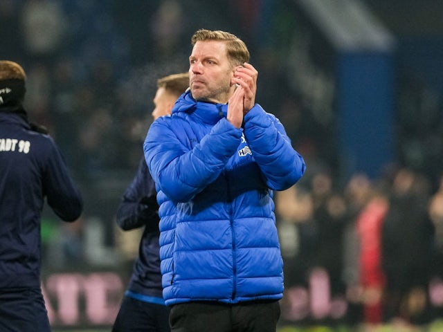 Manager of SV Darmstadt 98 Florian Kohfeldt thanks fans after his side's match against Preussen Muenster, on November 30, 2024