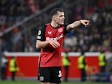 Granit Xhaka of Bayer Leverkusen during his side's Champions League match against RB Salzburg, on November 26, 2024