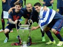 Javier Mascherano with Lionel Messi and Luis Suarez on June 6, 2015