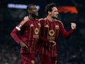 Mats Hummels and Evan Ndicka of Roma celebrate scoring on November 28, 2024