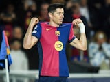 Robert Lewandowski of Barcelona celebrates his during his side's UEFA Champions League match against Brest, on November 26, 2024