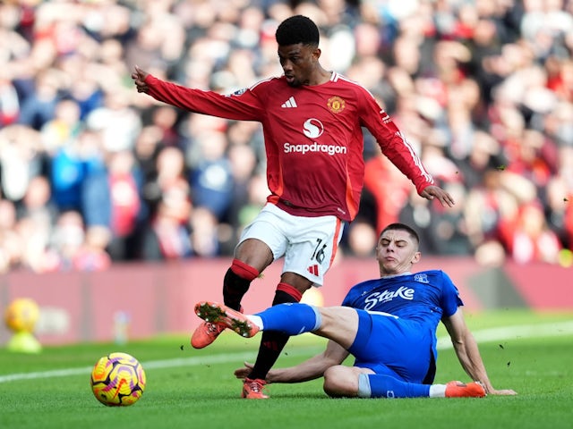 Manchester United's Amad Diallo in action against Everton on December 1, 2024