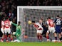 Arsenal's William Saliba scores against Manchester United on December 4, 2024