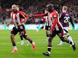 Brentford's Bryan Mbeumo celebrates scoring against Newcastle United on December 7, 2024