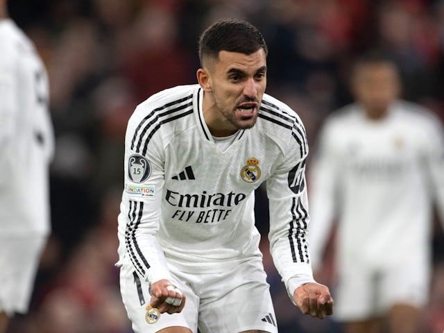 Real Madrid's Dani Ceballos celebrates on November 27, 2024