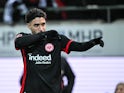 Omar Marmoush celebrates scoring for Eintracht Frankfurt on December 1, 2024