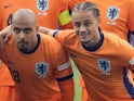 The Netherlands' Xavi Simons and Donyell Malen pictured on July 10, 2024