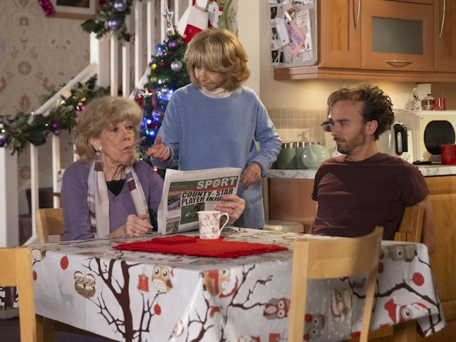 Audrey, Gail and David on Coronation Street on December 16, 2024