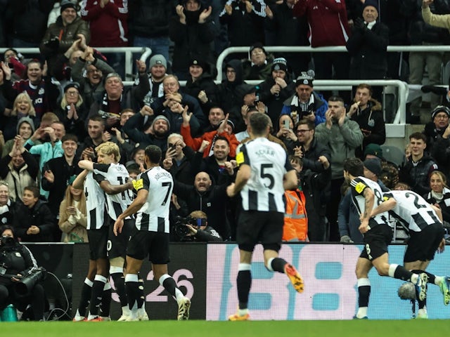 Alexander Isak celebrates scoring for Newcastle United on December 14, 2024