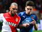 Arsenal's Hector Bellerin and Monaco's Layvin Kurzawa pictured on March 17, 2015