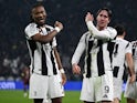 Dusan Vlahovic celebrates with Khephren Thuram for Juventus on December 11, 2024