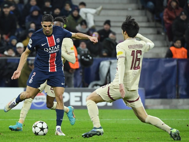 Achraf Hakimi in action for Paris Saint-Germain on December 10, 2024