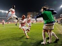 Isi Palazon celebrates for Rayo Vallecano on December 14, 2024