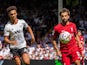 Liverpool's Mohamed Salah against Fulham's Antonee Robinson on August 6, 2022