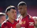 Manchester United's Lisandro Martinez and Marcus Rashford on May 25, 2024