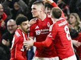 Nottingham Forest celebrate a goal against Aston Villa in December 2024.