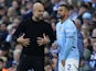 Manchester City manager Pep Guardiola with Kyle Walker on October 5, 2024