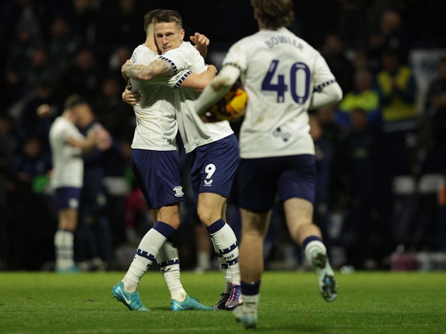 Preston North End celebrating a goal in November 2024.