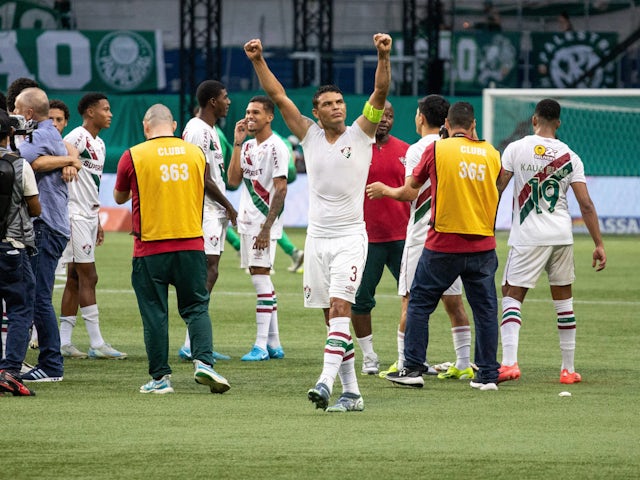 Thiago Silva celebrates Brasileiro survival with Fluminense in December 2024.