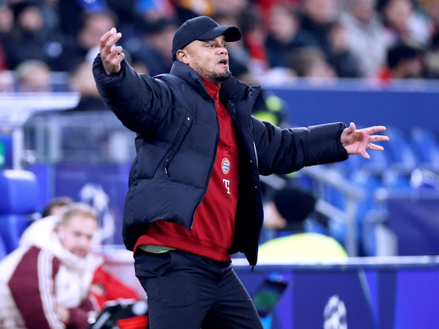 Bayern Munich manager Vincent Kompany during his side's match against Shakhtar Donetsk, on December 10, 2024