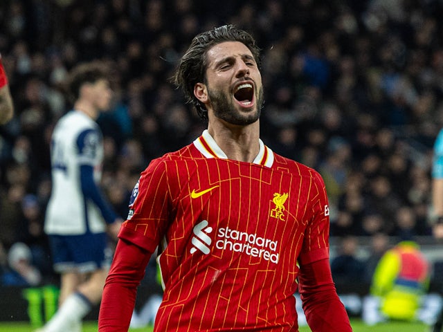 Liverpool's Dominik Szoboszlai celebrates scoring on December 22, 2024