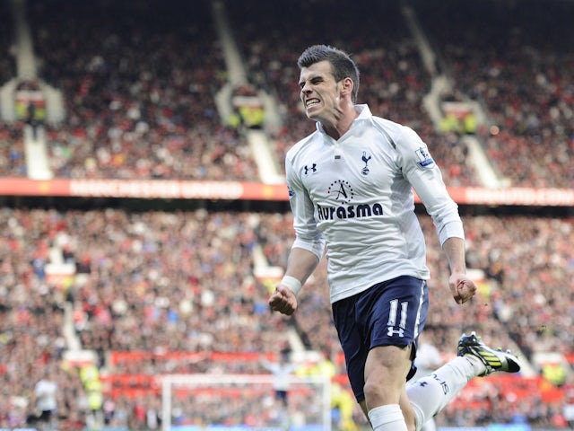 Gareth Bale celebrates scoring for Tottenham Hotspur in 2012