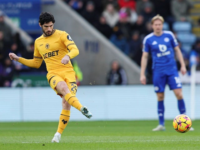 Goncalo Guedes of Wolverhampton Wanderers during his side's match against Leicester City, on December 22, 2024