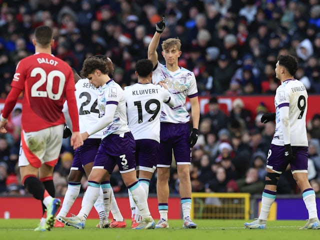 Bournemouth players celebrate a goal against Manchester United on December 22, 2024