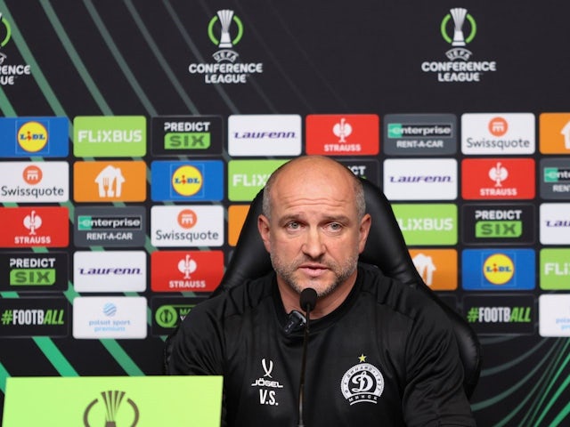 Manager of Dinamo Minsk Vadim Skripchenko during a press conference, on November 6, 2024